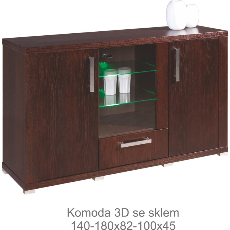 Komoda z drewna litego Nemi ze szkłem 1S 140