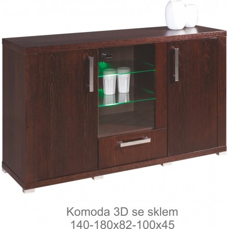 Komoda z drewna litego Nemi ze szkłem 1S 180