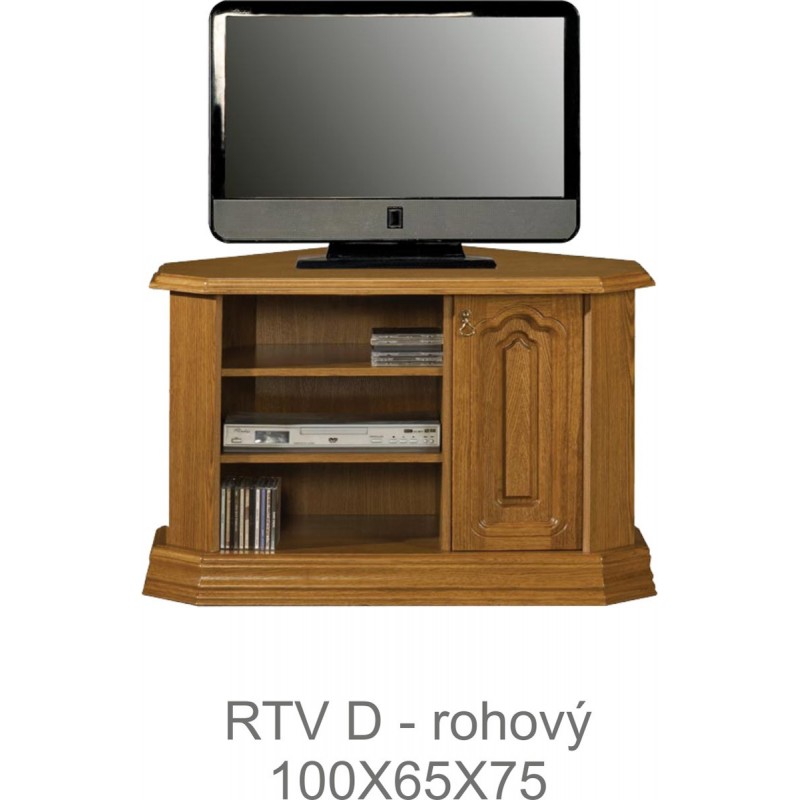 Rustykalna szafka RTV D Kinga z drewna litego narożna Kinga
