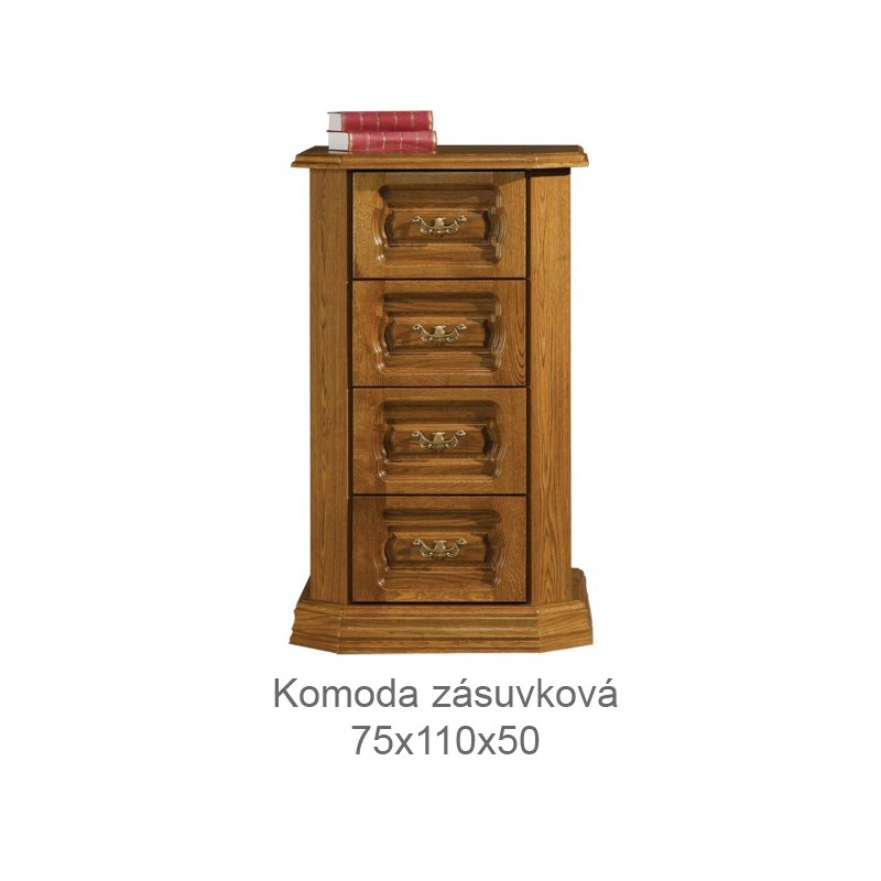 Rustykalna komoda wysoka z szufladami Kinga z drewna litego